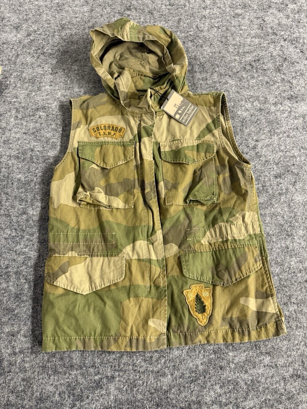 Soho Babe Junior Vest Women Hooded Colorado Camp Camp Green Patches Girls N88